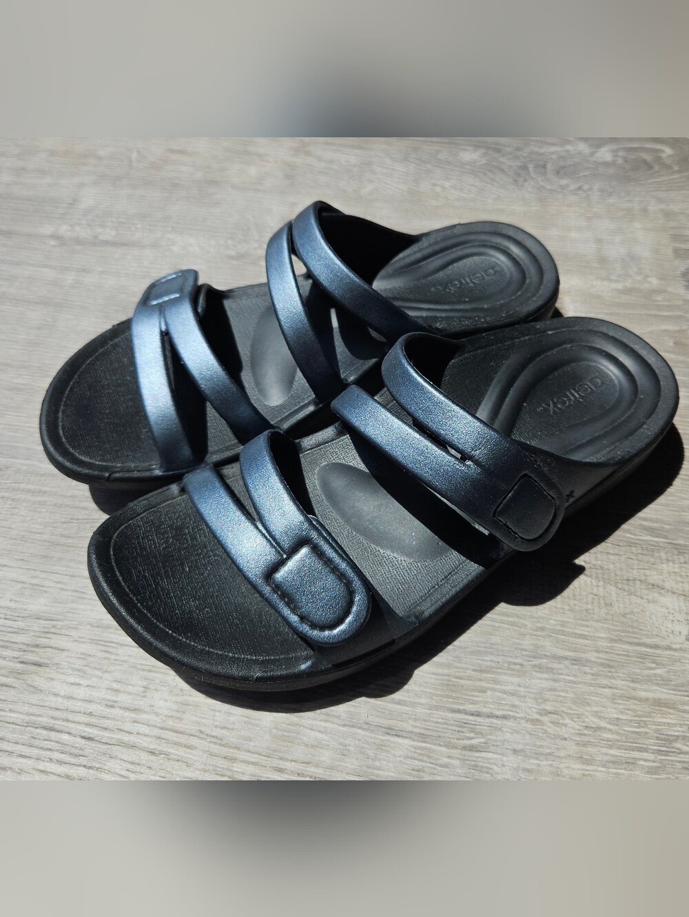 Aetrex Janey Sport Slide Sandal, Size 7, Blue